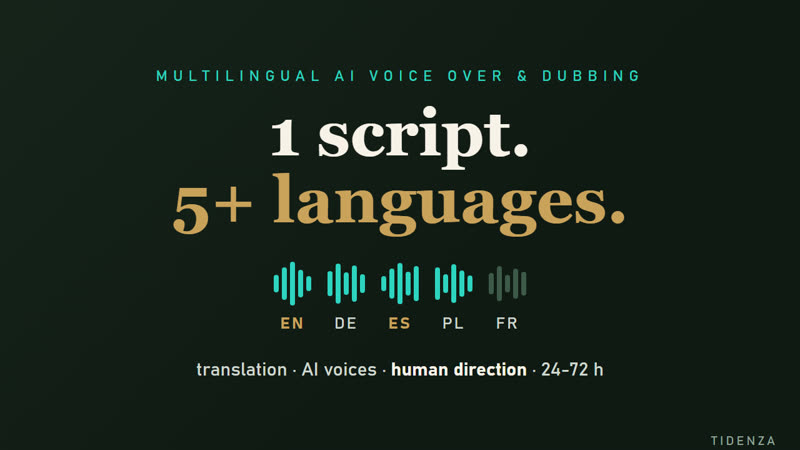 Multilingual AI voice over and video dubbing